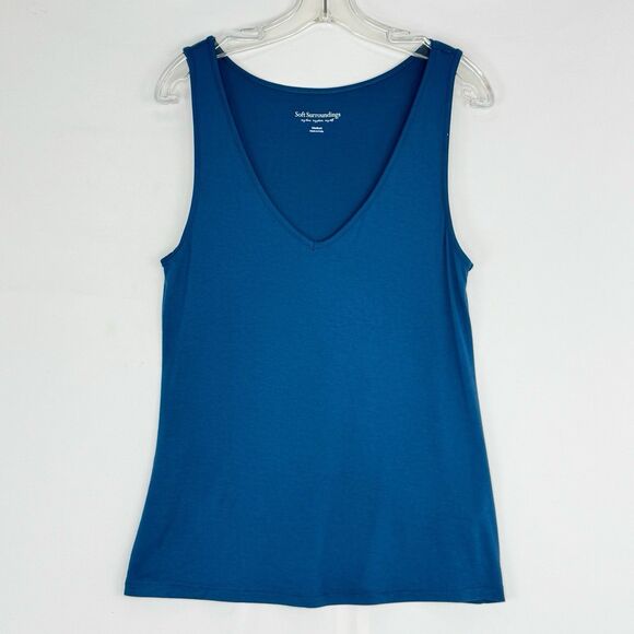 Soft Surroundings Tank Top Women Size M Navy Blue - Picture 1 of 13